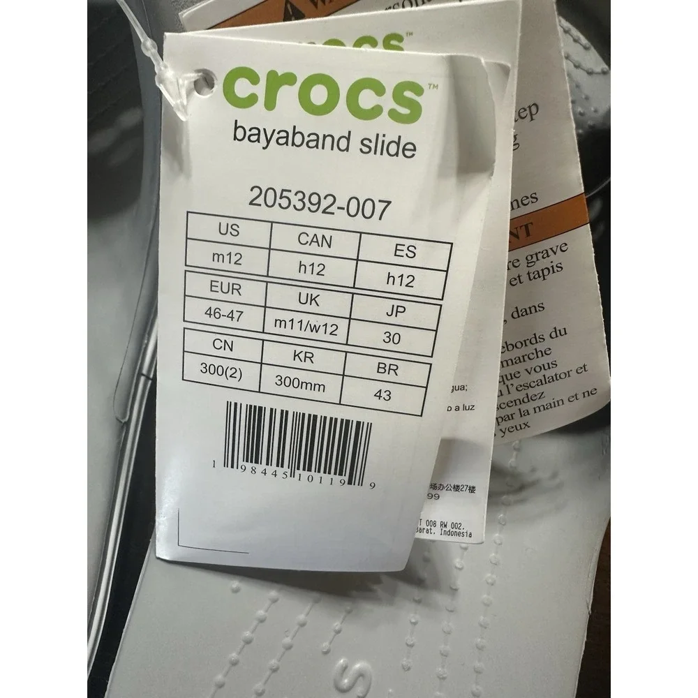 Crocs Bayaband Slide Men's Sandals Gray Comfort Lightweight Size 12 Synthetic